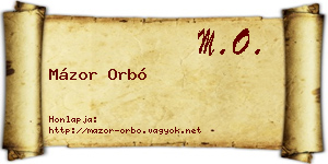 Mázor Orbó névjegykártya